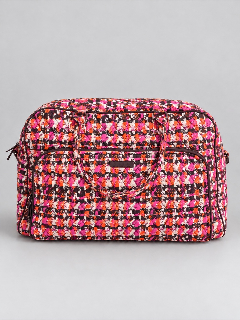 Vera Bradley Houndstooth Tweed Weekender Travel Duffel Bag Pink Preppy
